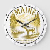Maine Pine Tree State Moose ラージ壁時計 (正面)