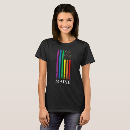 Maine Pride Month Pride Flag LGBT Community LGBTQ  Tシャツ (正面フル)