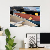 Maine, Rockland. Colorful boats in Rockland ポスター (ホームオフィス)