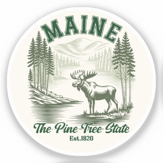 Maine Scenic Wilderness – Pine Tree State Vibes シール (正面)