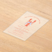 Maine Squeeze Coastal Lobster Bridal Shower  アクリル招待状 (レイダウン)