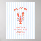 Maine Squeeze Coastal Lobster Bridal Shower Sign ポスター (正面)