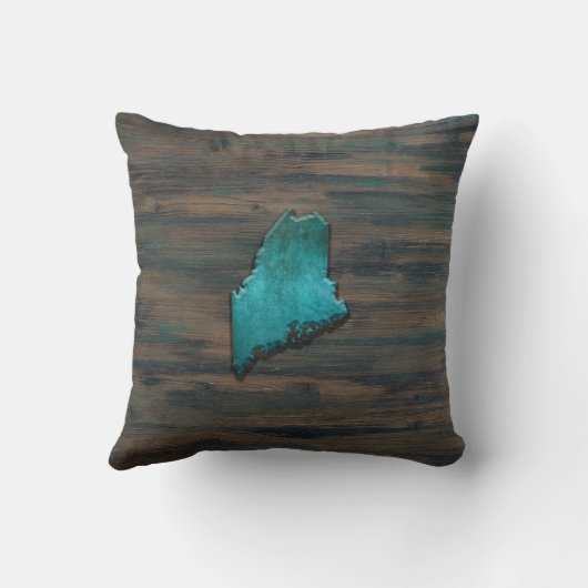 Maine State Shape Teal クッション (裏面)