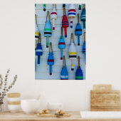 Maine, Stonington, decorative lobster buoys ポスター (キッチン)
