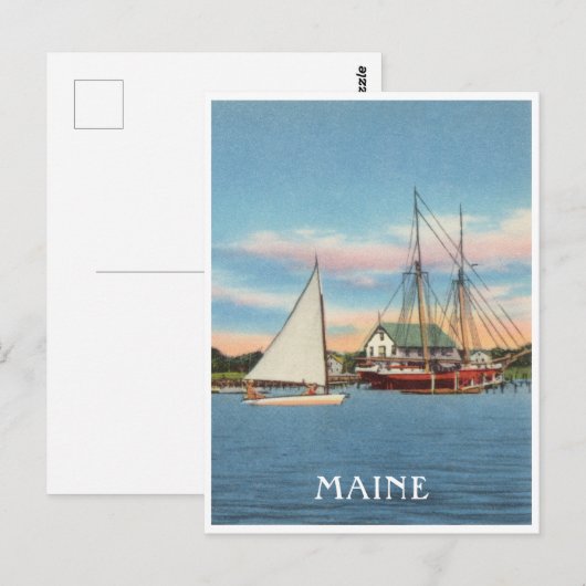 Maine Vintage Natuical Scene ポストカード (正面/裏面)