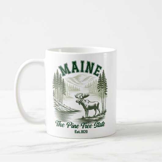 Maine Wilderness Scenic Forest Design コーヒーマグカップ (左)