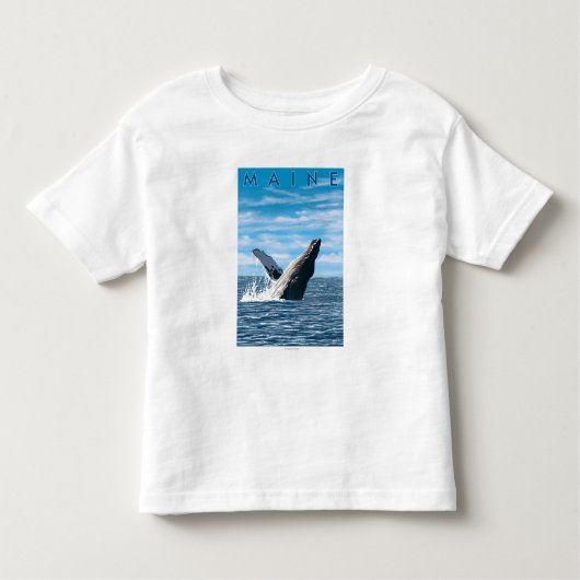 MaineHumpbackのクジラ場面 トドラーTシャツ (正面)