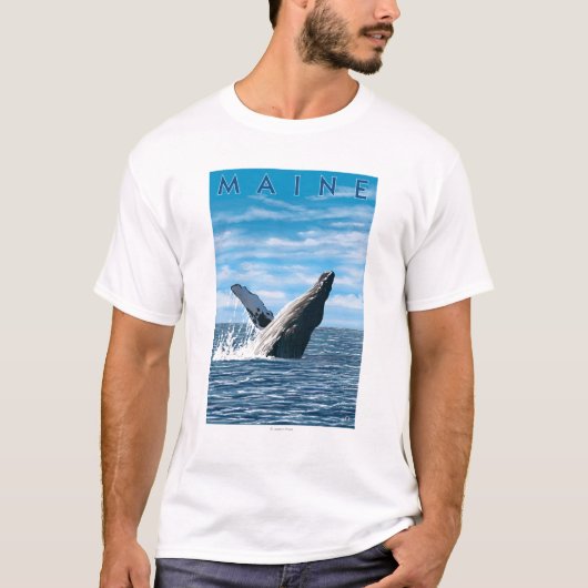 MaineHumpbackのクジラ場面 Tシャツ (正面)