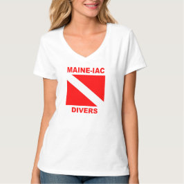 MaineiacダイバーズDivフラッグのロゴWomens V neck Tee Tシャツ