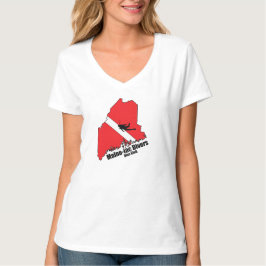 Maineiac Divers SilhuetteロゴWomens V Neck Tシャツ