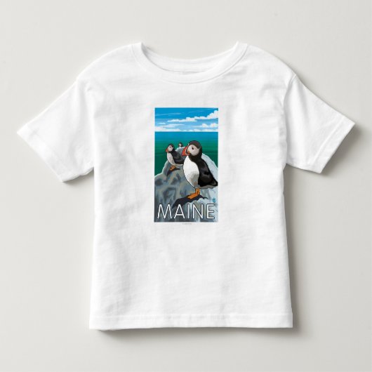 MainePuffins場面 トドラーTシャツ (正面)