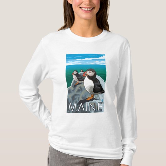MainePuffins場面 Tシャツ (正面)