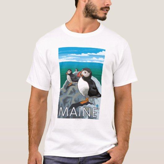 MainePuffins場面 Tシャツ (正面)