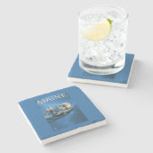 MaineSeaのカワウソ場面 ストーンコースター (横)