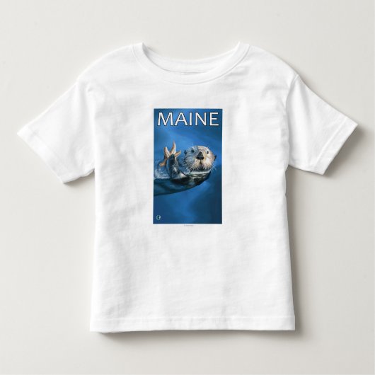 MaineSeaのカワウソ場面 トドラーTシャツ (正面)
