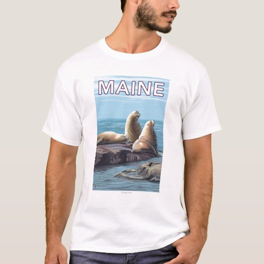 MaineSeaのライオン場面 Tシャツ (正面)