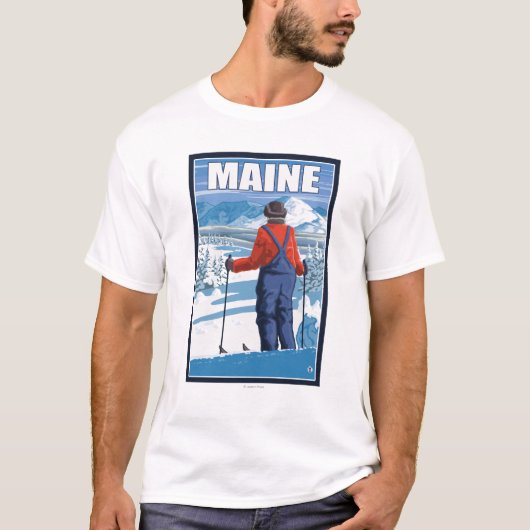 MaineSkierの敬服の念に満ちた眺め Tシャツ (正面)