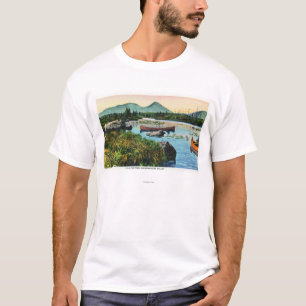 MaineSourdnahunkの谷のスイレンの浮いている葉の池場面 Tシャツ
