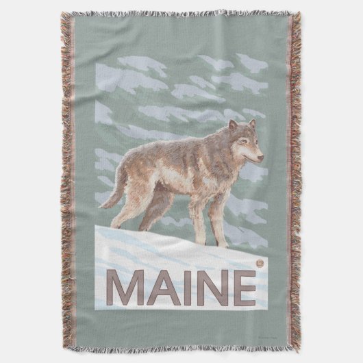 MaineWolf場面 スローブランケット (正面縦)