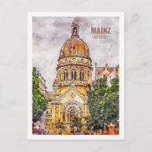 Mainzドイツ有名な旅行水の色のスケッチ ポストカード (正面)