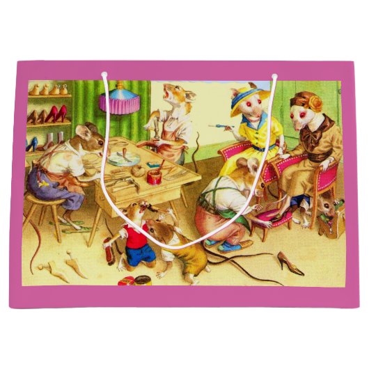 Mainzerネズミコブラー及び靴屋プリント ラージペーパーバッグ (正面)