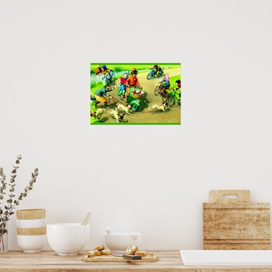 Mainzer cats on motorcycles and bikes ポスター (キッチン)