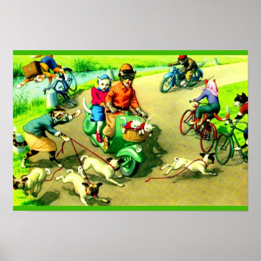 Mainzer cats on motorcycles and bikes ポスター (正面)