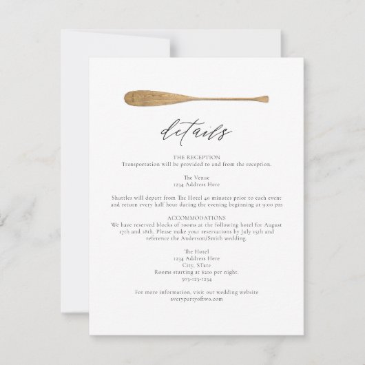 MAIRIミニマリストボートレイクをテーマにした結婚式の詳細 招待状 (正面)