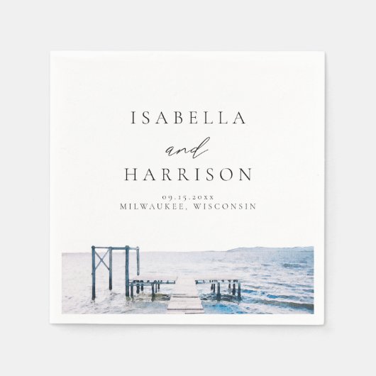 MAIRIレイクピア目的地の水の色結婚の設定 スタンダードカクテルナプキン (正面)