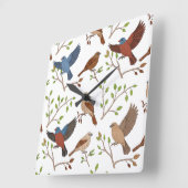 Maison Bunting Birds Carré Motif スクエア壁時計 (傾斜)