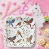 Maison Bunting Birds Carré Motif ペーパープレート (パーティー)