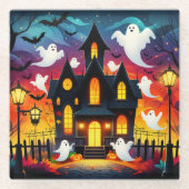 Maison Hantée Fantomatique - Scène Halloween ガラスコースター (正面)