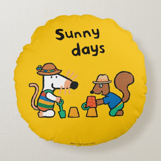 Maisyおよびシリルは砂の城を造ります ラウンドクッション (正面)