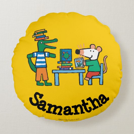 Maisyおよび友人は図書館を楽しみます ラウンドクッション (正面)