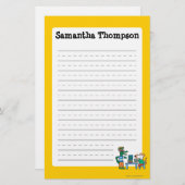 Maisyおよび友人は図書館を楽しみます 便箋 (正面/裏面)