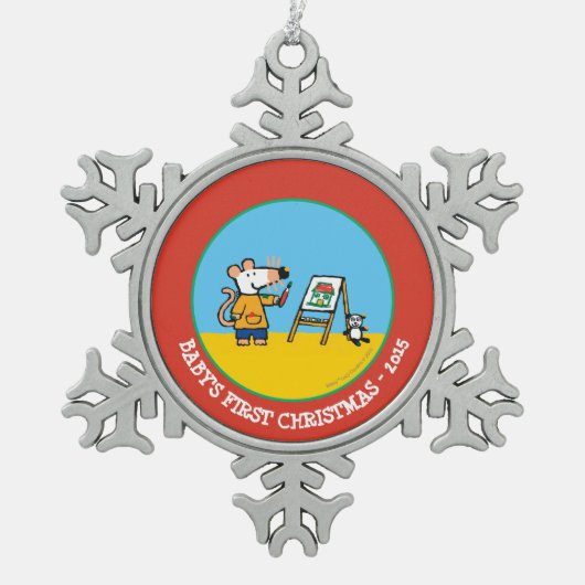 Maisyが付いているペンキ! スノーフレークピューターオーナメント (正面)