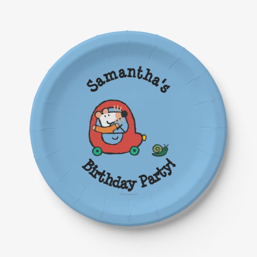 Maisyはかわいく赤い車を運転します ペーパープレート (正面)