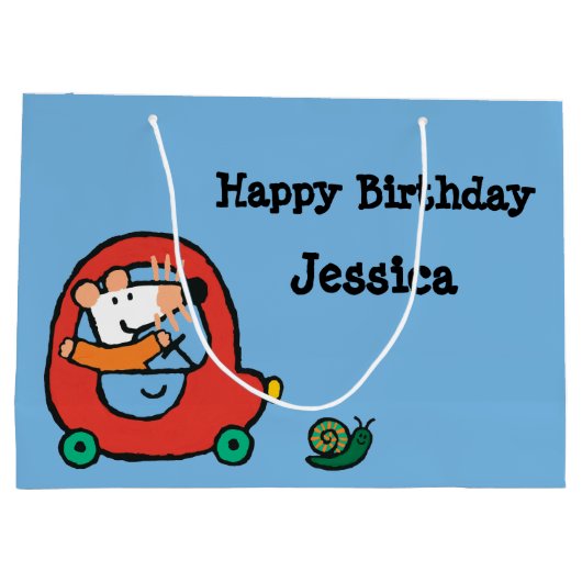 Maisyはかわいく赤い車を運転します ラージペーパーバッグ (裏面)