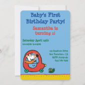 Maisyはかわいく赤い車を運転します 招待状 (正面)