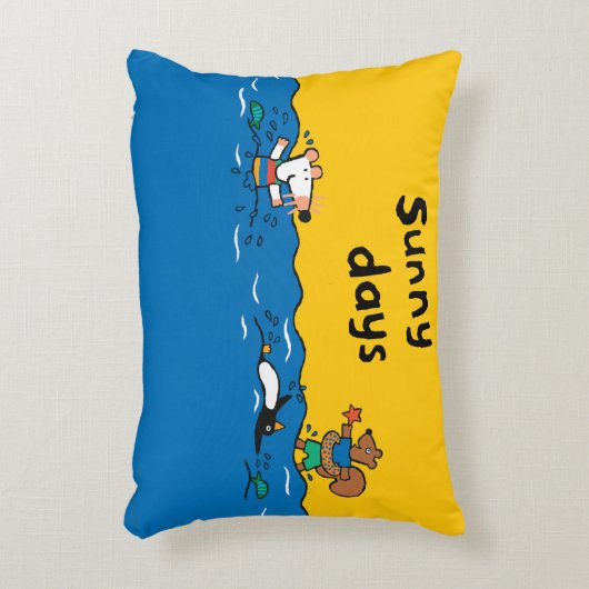 Maisyはビーチで泳ぐことを行きます アクセントクッション (正面(垂直))