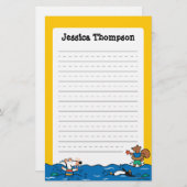 Maisyはビーチで泳ぐことを行きます 便箋 (正面/裏面)