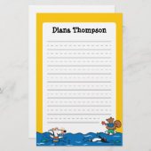 Maisyはビーチで泳ぐことを行きます 便箋 (正面/裏面)