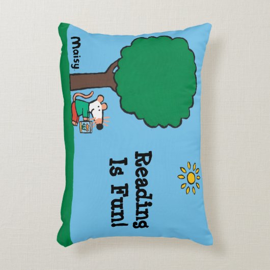 Maisyは彼女の図書館の本を外で読みます アクセントクッション (正面(垂直))