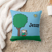 Maisyは彼女の図書館の本を外で読みます クッション (ブランケット)