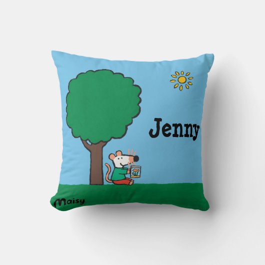 Maisyは彼女の図書館の本を外で読みます クッション (正面)