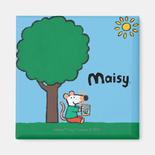 Maisyは彼女の図書館の本を外で読みます マグネット