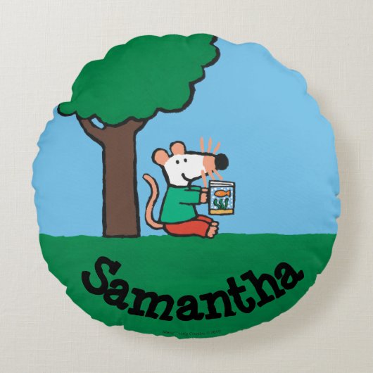 Maisyは彼女の図書館の本を外で読みます ラウンドクッション (正面)