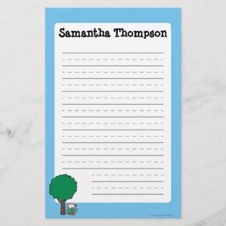 Maisyは彼女の図書館の本を外で読みます 便箋