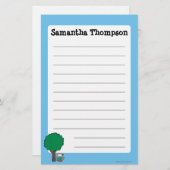 Maisyは彼女の図書館の本を外で読みます 便箋 (正面/裏面)