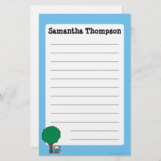 Maisyは彼女の図書館の本を外で読みます 便箋 (正面/裏面)